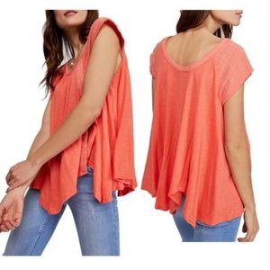 Free People Coral Coast Pleated Keep It Casual Tee